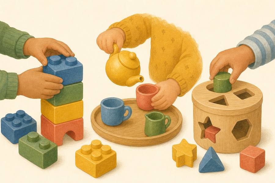 A subtle illustration of play ideas for 22-24 months