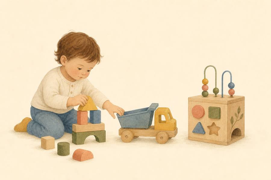 A subtle illustration of play ideas for 28-30 months